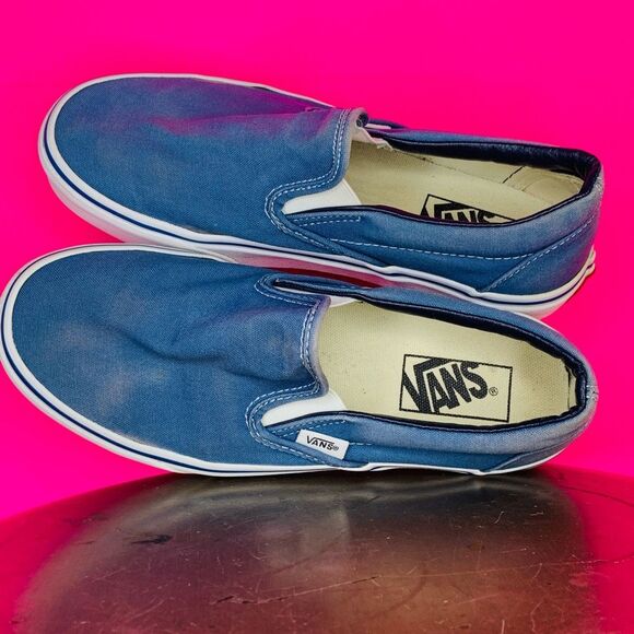 Vans Classic Blue Canvas Slip On Sneaker Sz 7.5 - Picture 6 of 8